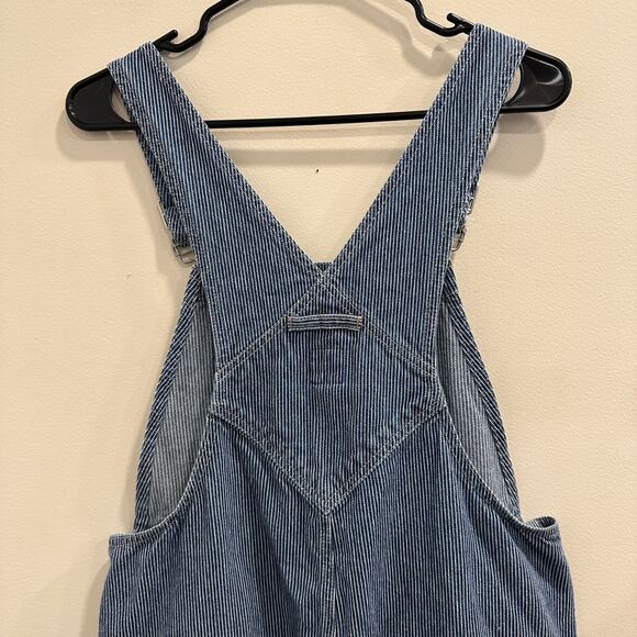 Gap VTG Y2K Blue White Hickory Stripe Denim Overalls Railroad Workwear Utility - Picture 10 of 15